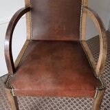 Paire de fauteuils bridge en cuir