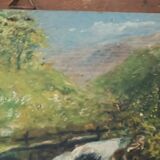 Peinture sur panneau, paysage de campagne, fin du XIXe siècle