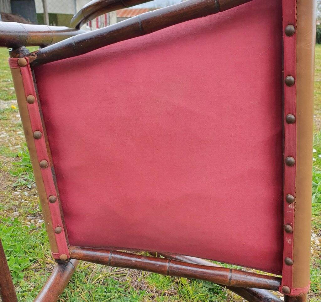 Leather and bamboo rocking chair