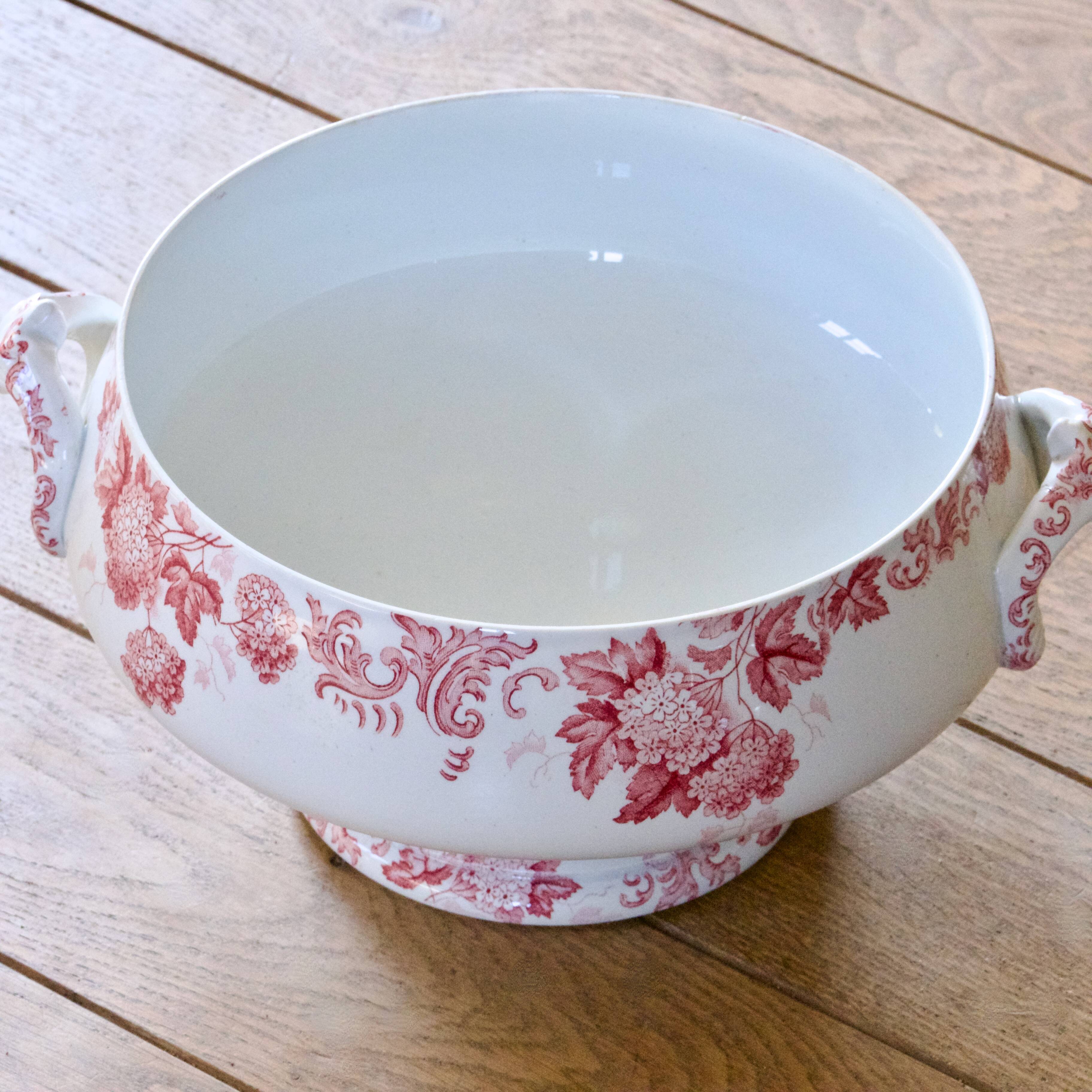 Grande coupe / saladier ancien terre de fer signé St Amand Boule de neige
