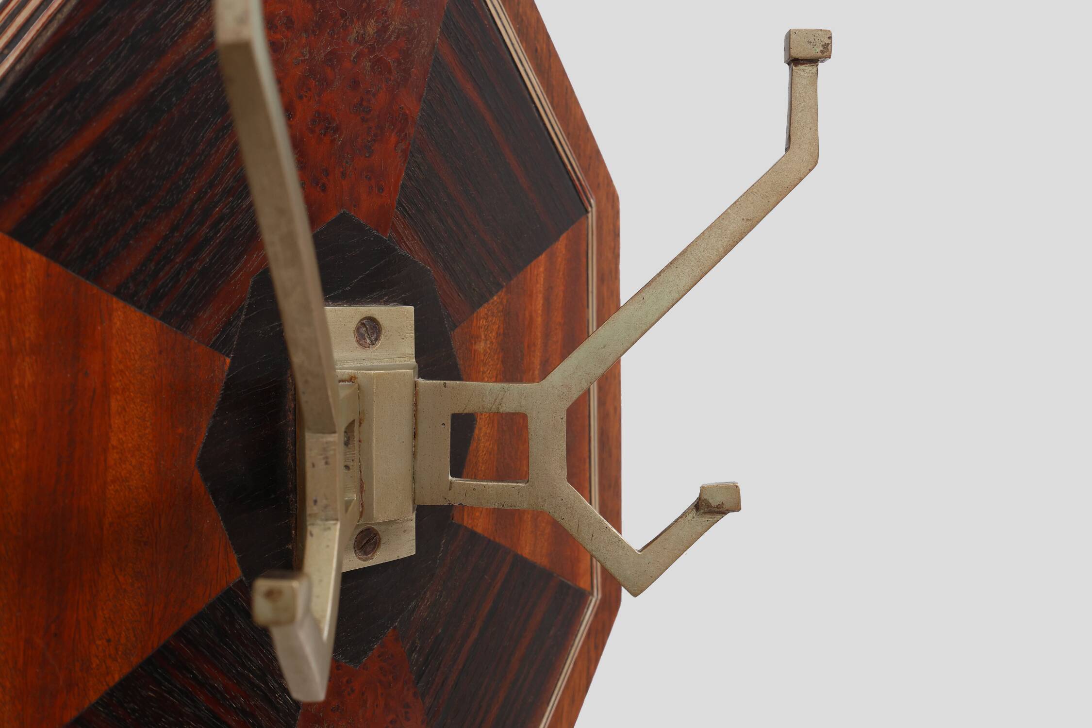Art Deco Wall-Mounted Coat rack with Geometric Marquetry, France ca. 1930