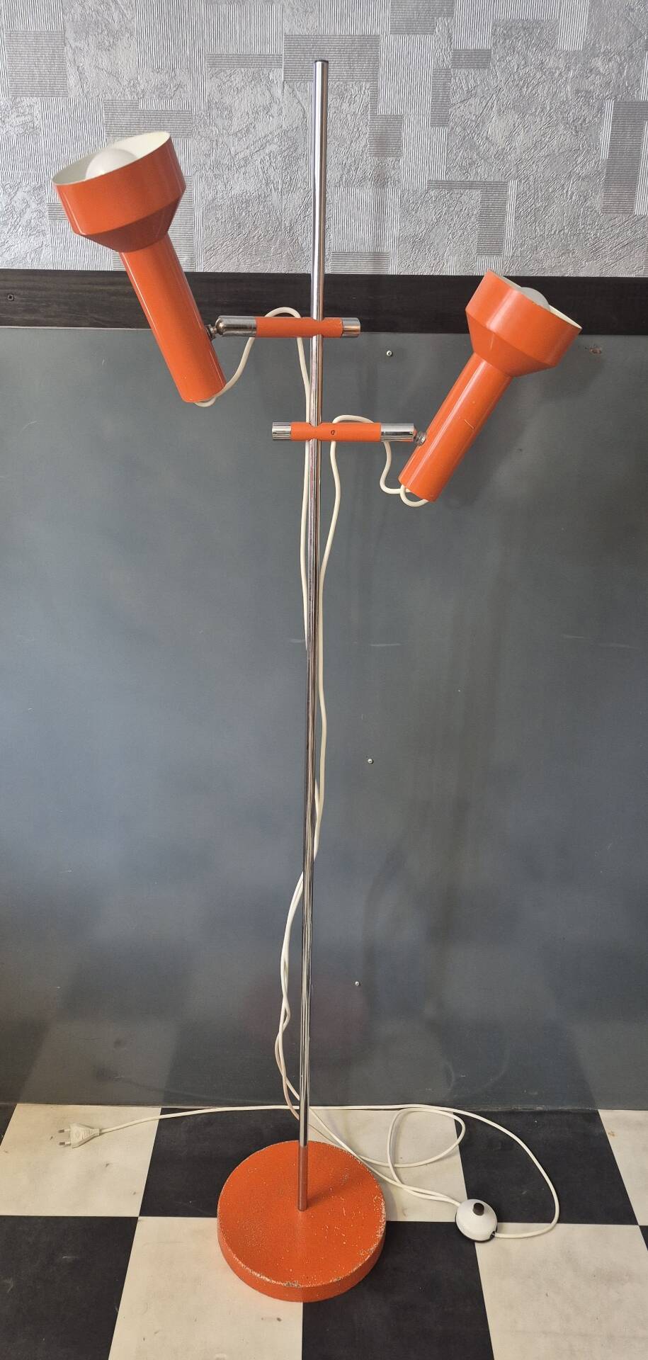Floor lamp Vintage double adjustable spots Orange