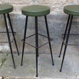 Set of 3 old bar stools 50, 60s
