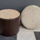 brown leatherette Pouf 1970s by VEB model 26W Raphael