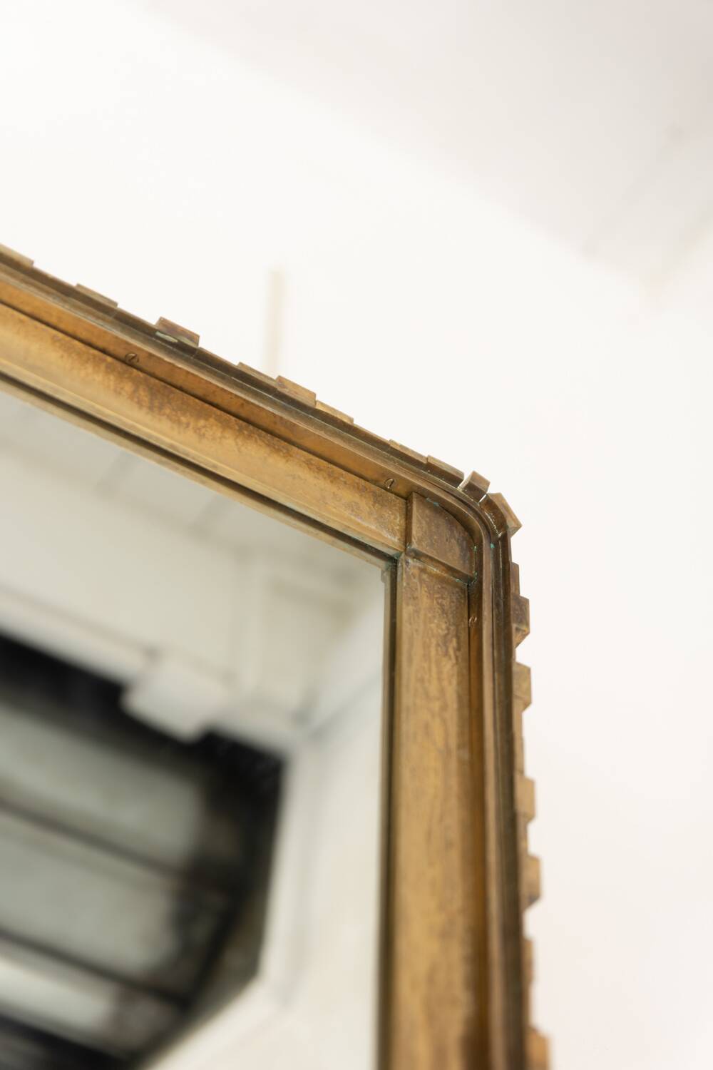Pair of large mirrors in gilded and patinated brass. Contemporary.