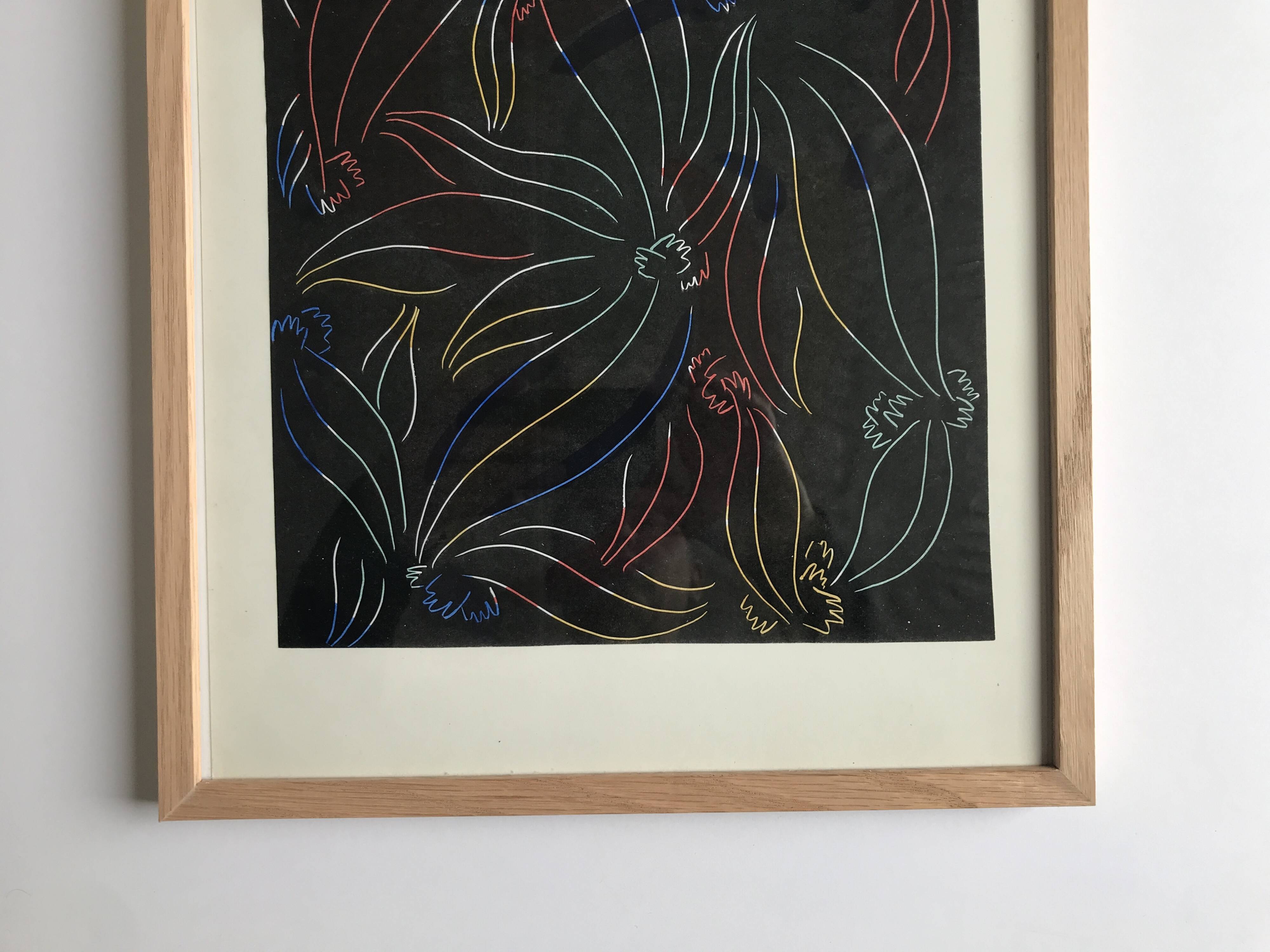 Elie Dayan, Untitled (Floral Pattern 1). Mixed media on paper.