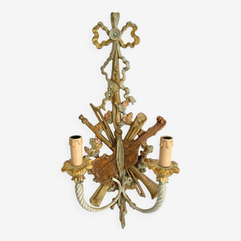 Louis XVI style wall light, musical instruments, 63 cm