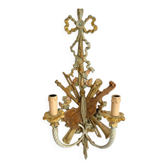 Louis XVI style wall lamp, musical instruments, 63 cm