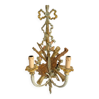 Louis XVI style wall light, musical instruments, 63 cm