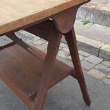 Drawing table wood and vintage metal