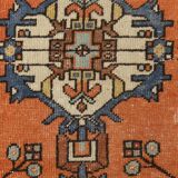 3x10 Orange Blue Handmade Geometric Vintage Runner Rug, 85x304Cm