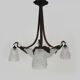 Art deco wrought iron chandelier - signed ros (degué) decoration birds