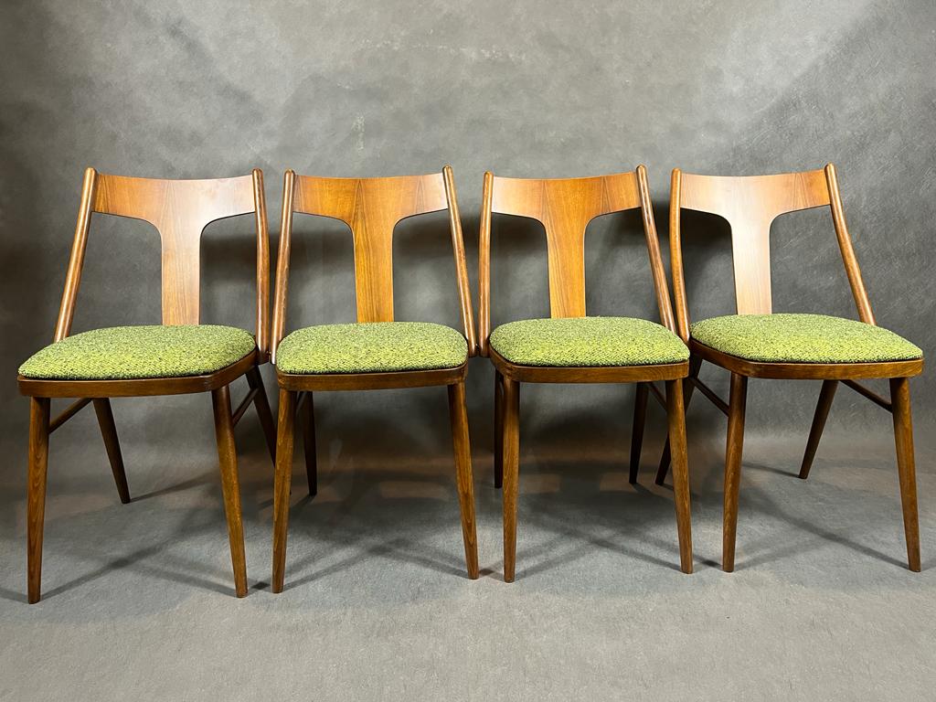 Set of 4 renovated vintage chairs, mier edition, czech vintage 1960s