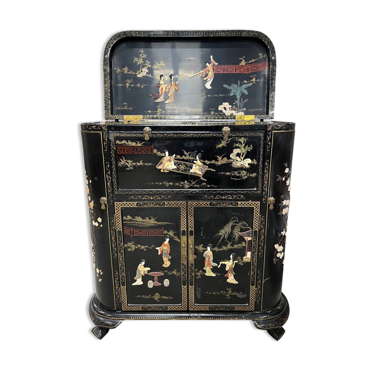 Chinese furniture black lacquered bar