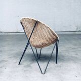 Mid-Century Modern Design Egg Basket Wicker Chairs, Italy, 1950s, Set of 3