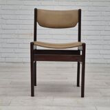 1970s, set of 5 Danish dinning chairs, original condition, teak wood, leather.