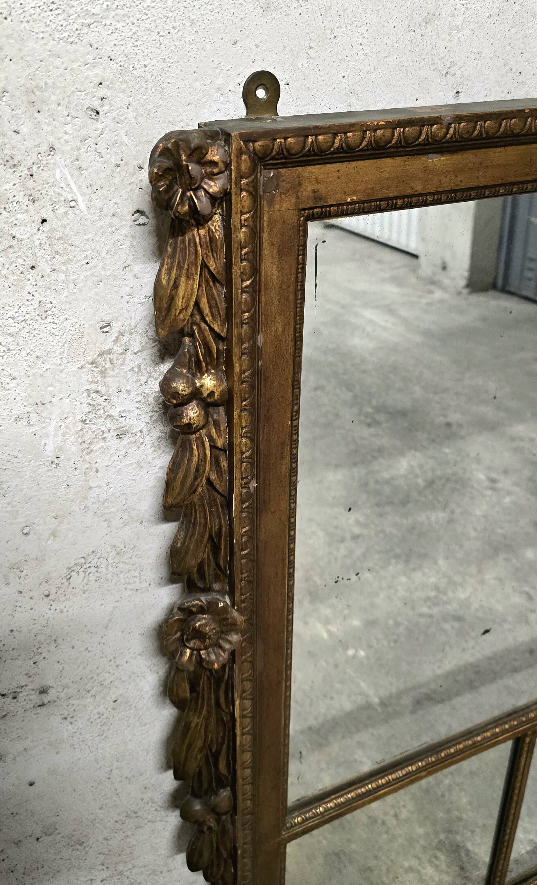 Wood and stucco fireplace mirror, late 19th-early 20th century