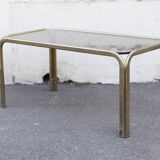 Metal coffee table Gold smoked top Italy 70