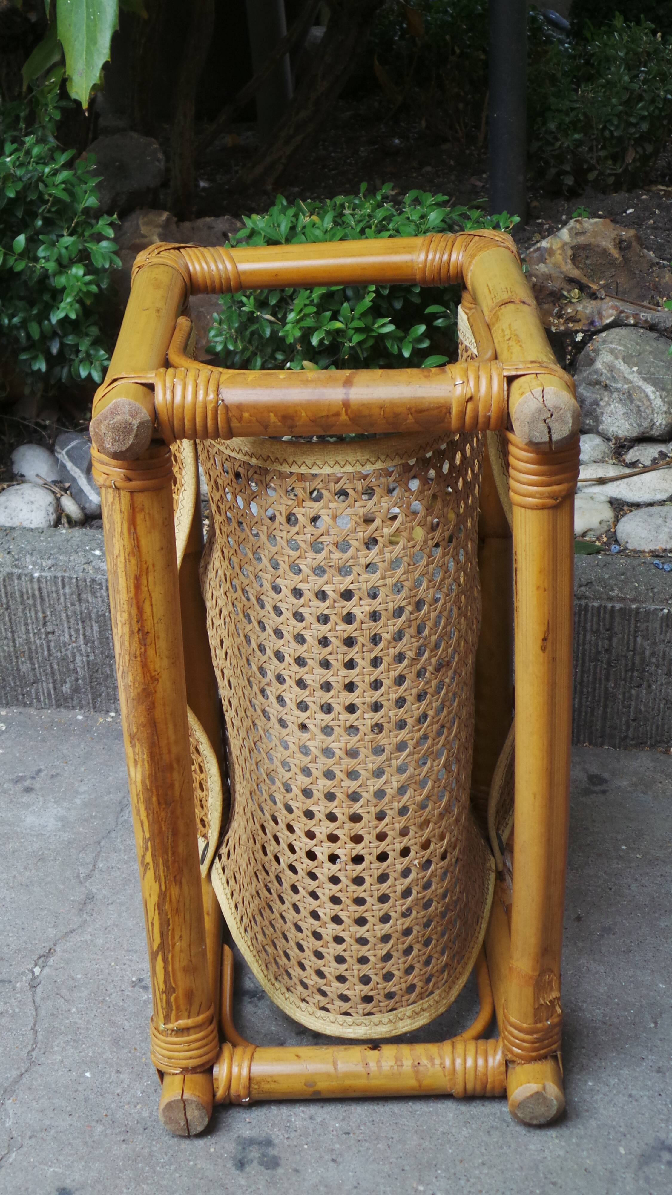 Vintage rattan magazine rack