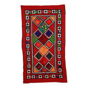 Kilim patchwork vintage ouzbek Suzani fait à la main 129 cm x 227 cm, années 1960