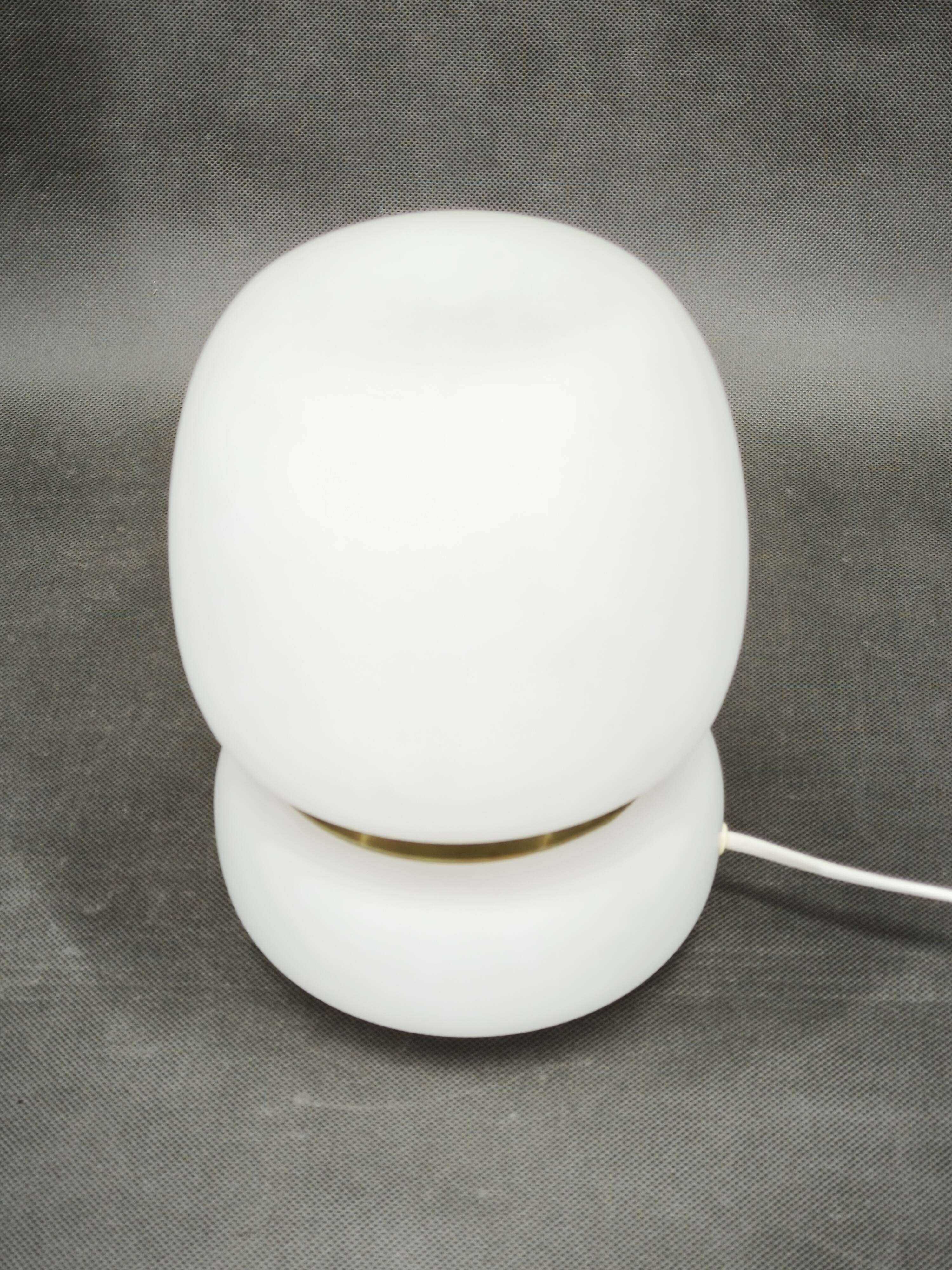 Czech Opaline Glass and Brass Table Lamp, 1970s