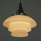 Vintage design pendant lamp with layered milk glass and chrome