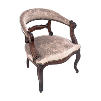 Fauteuil en velours beige, France, années 1870