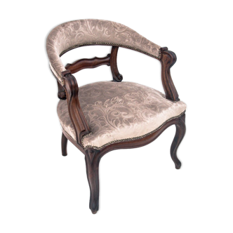 Beige velvet antique elegant armchair, France, 1870