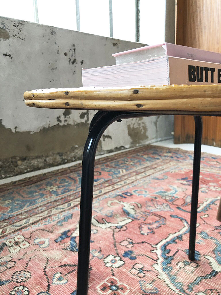 Wicker and metal coffee table