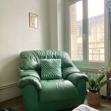 New armchair in vintage green leather