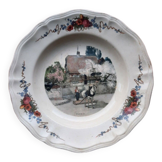 3 Assiettes Creuses en Porcelaine Obernai Sarreguemines - H. Loux