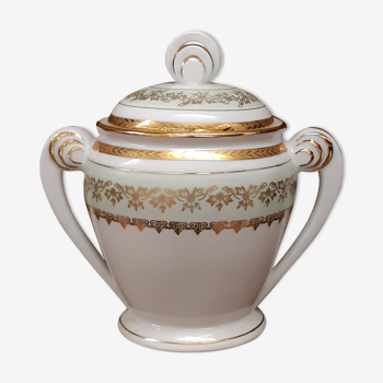 Art Deco sugar bowl in Limoges porcelain in Mehun P.L. France