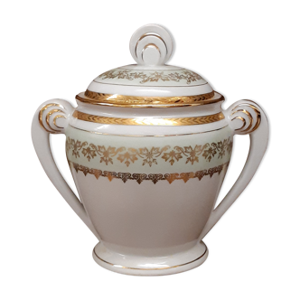 Art Deco sugar bowl in Limoges porcelain in Mehun P.L. France