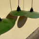 Ceiling light pendant lampshade enamelled green and white metal