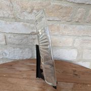 Relief molded glass plate serving dish with rim