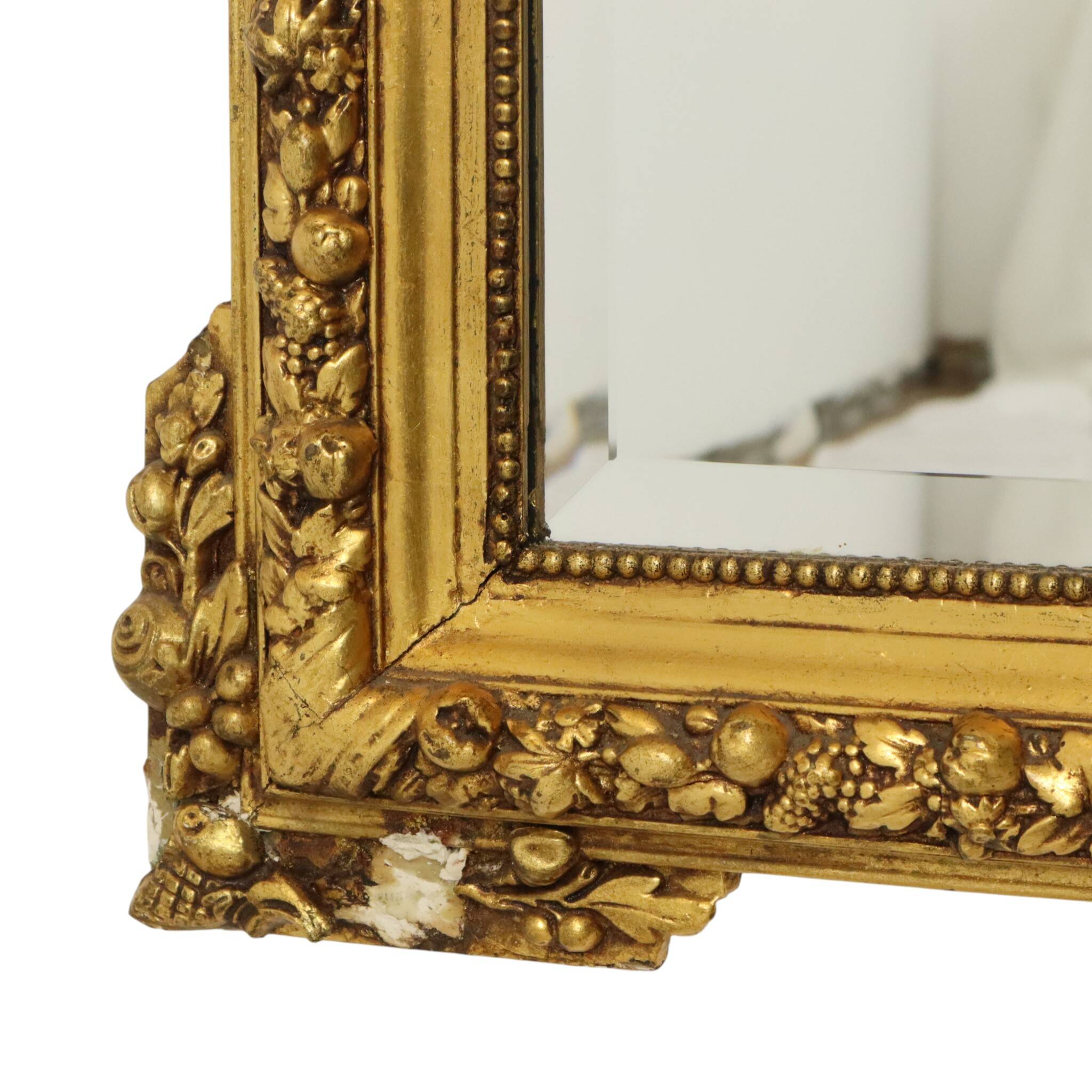 Miroir biseauté doré français antique XL