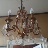 Bronze and Crystal Chandelier