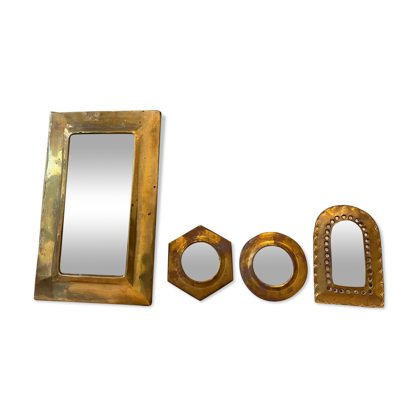 Set of 4 vintage brass mirrors