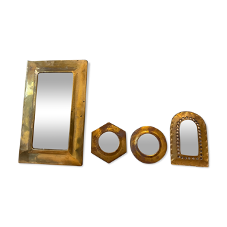 Set of 4 vintage brass mirrors