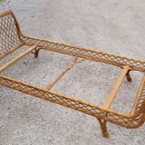 Vintage rattan daybed in basket shape - 1950s