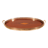 19th century silver-plated metal and mahogany tray