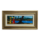 Original Swedish Oil on Panel – "Female Figures by a Stream", attributed to Lars Norrman – Signed – Vintage and Framed – 38 × 74 cm (15 × 29.1 inches)