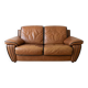 Vintage 1970s brown leather two-seater sofa