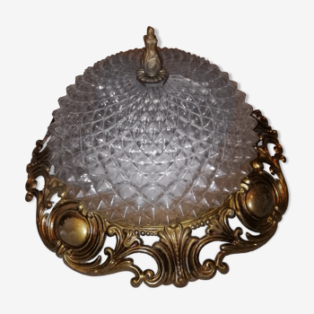 Ghidini 50s glass and bronze art deco ceiling light