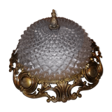 Ghidini 50s glass and bronze art deco ceiling light