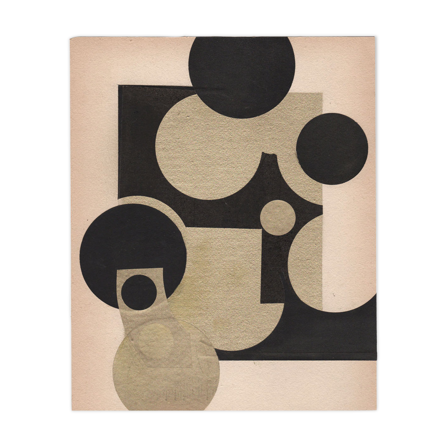 Collage on original paper dated and signed in modernist abstraction style without the frame