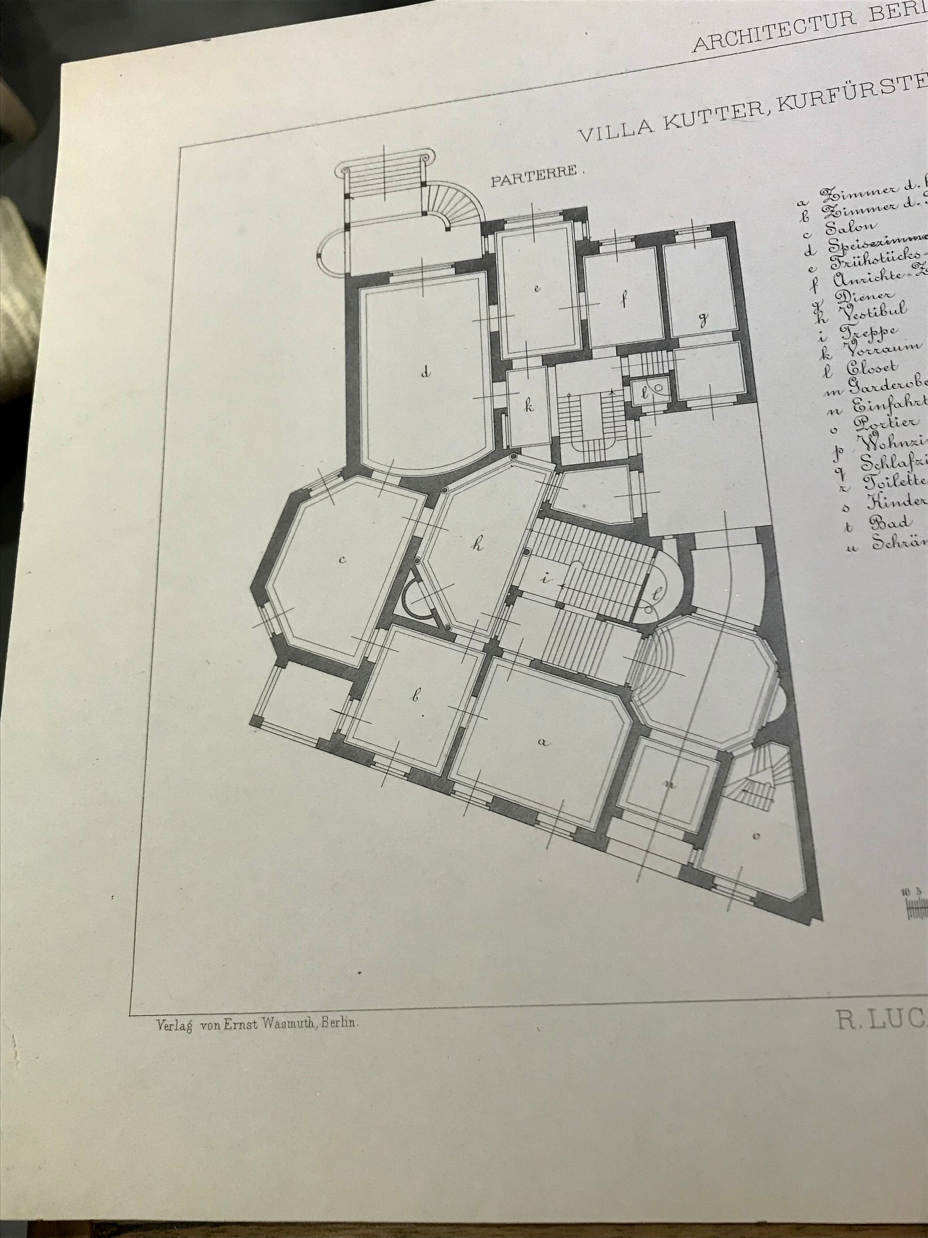 Illustration architecture plan villa Berlin 19th