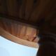 70s pine wood dining table / wood column leg table in 4-leg design with round top