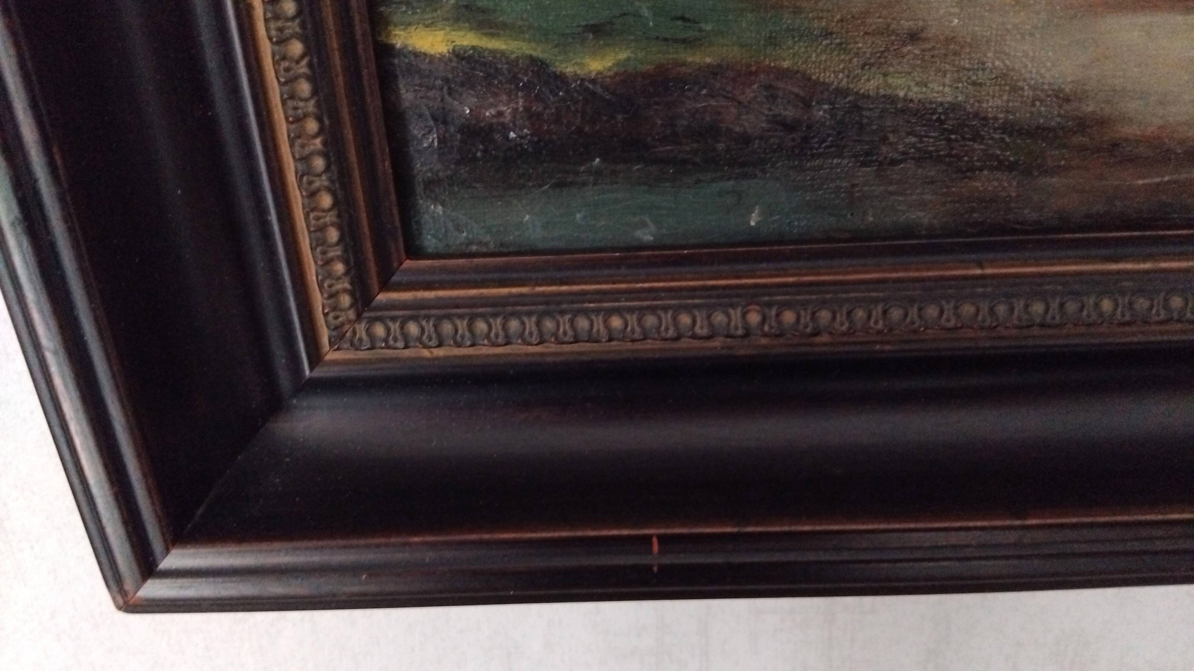 Framed oil painting on canvas