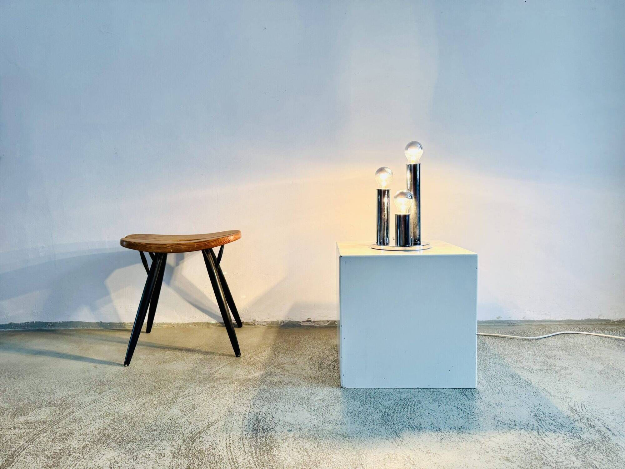 Model V3300/03 Tubular Chromed Table Lamp By Hustadt Leuchten, Germany 1970S